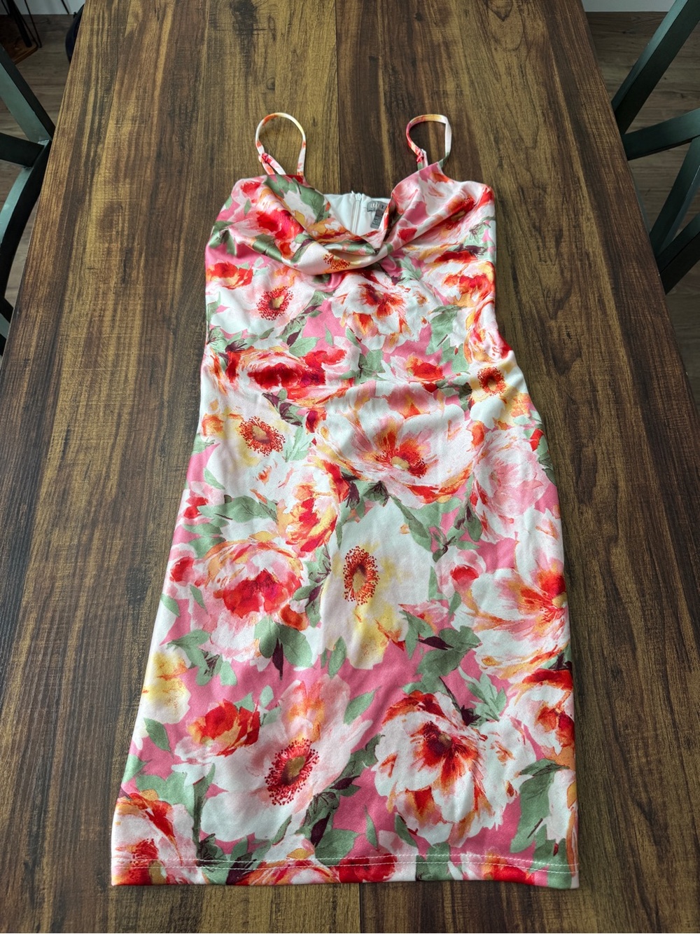 Love X Design Floral Midi Dress in Pink, Red, Green